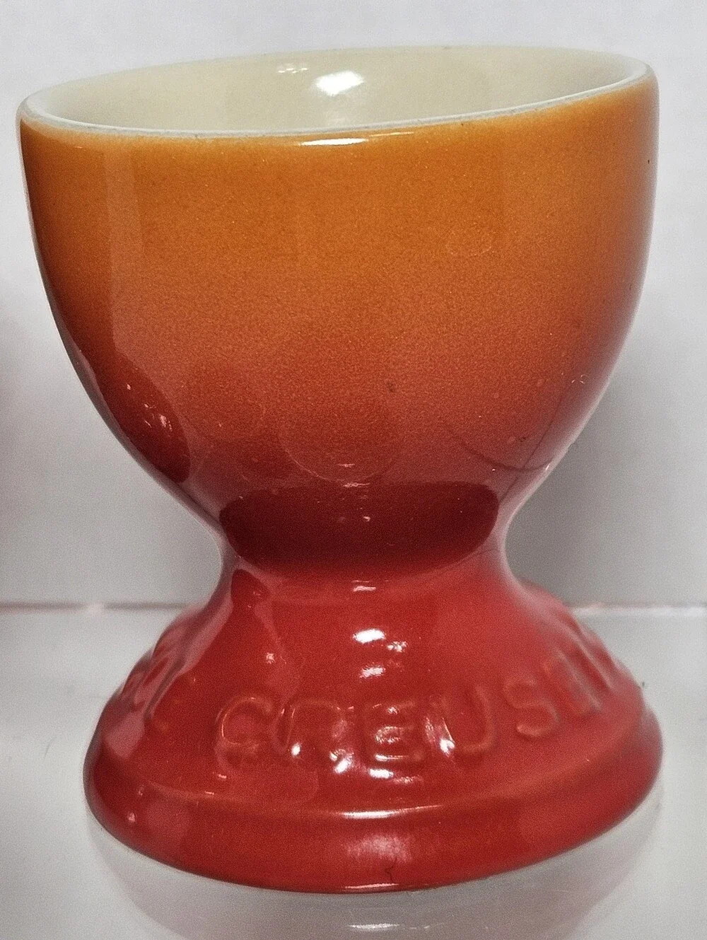 NWT Le Creuset Footed Egg Cups Set of 4 Flame Volcanic Orange Stoneware